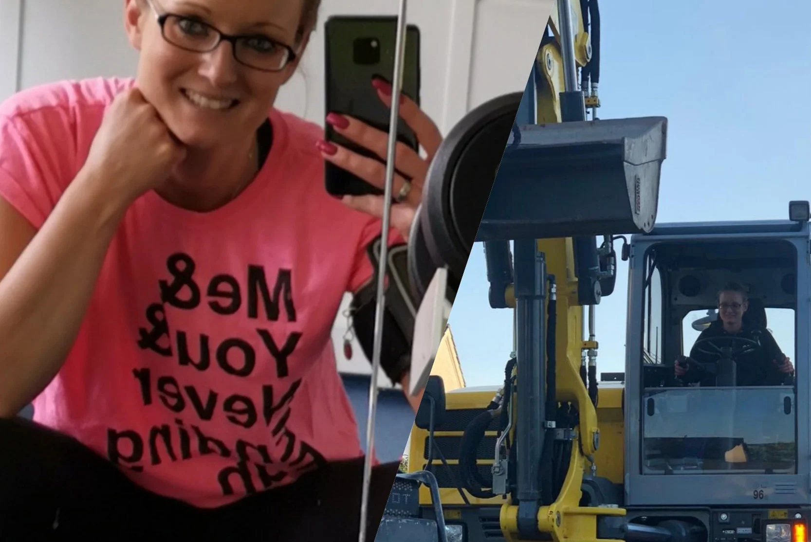 Ein Mann, der mit einem Mann in einem roten Hemd in einem Fahrzeug lächelt