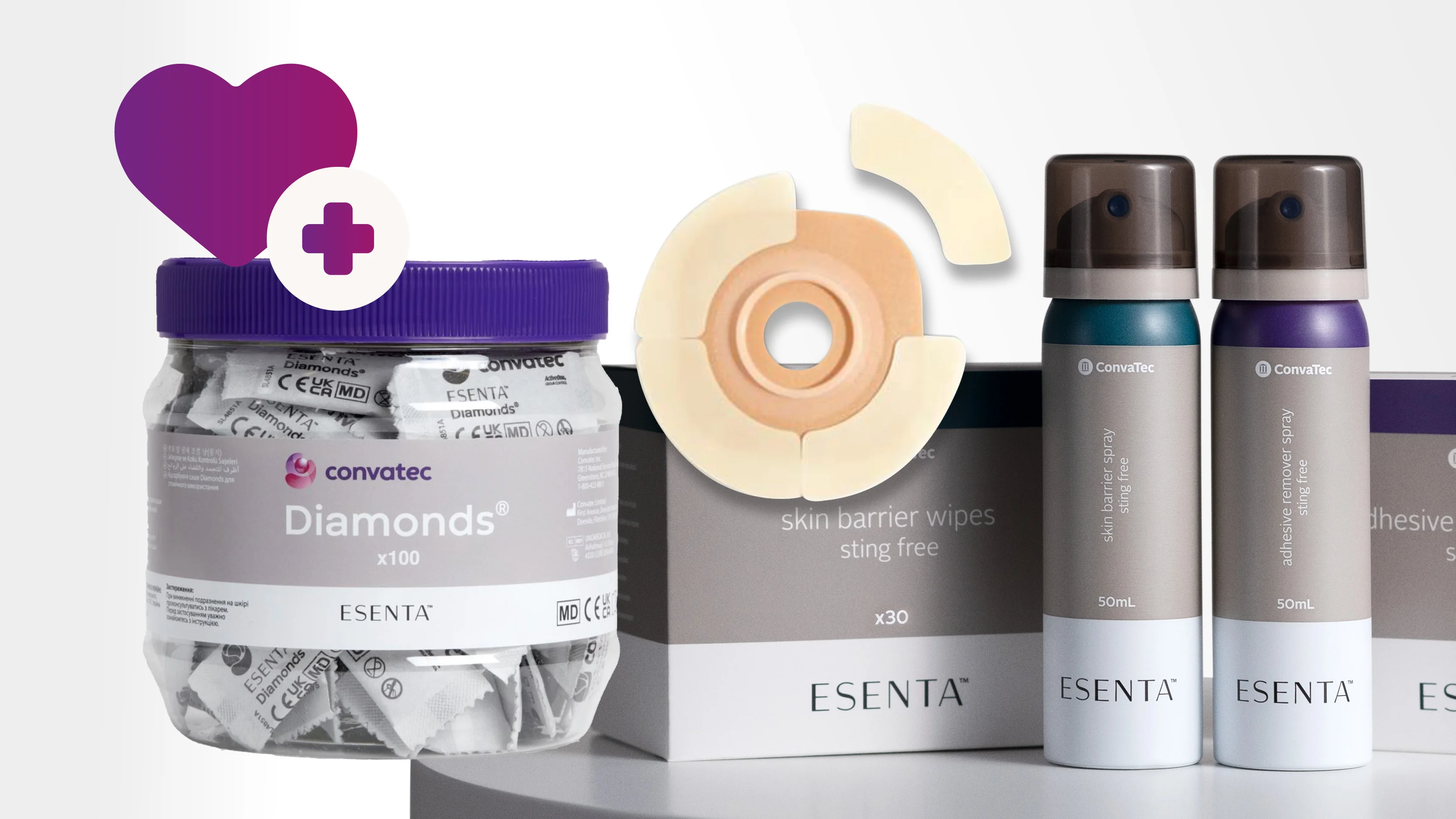 Um grupo de produtos de maquiagem