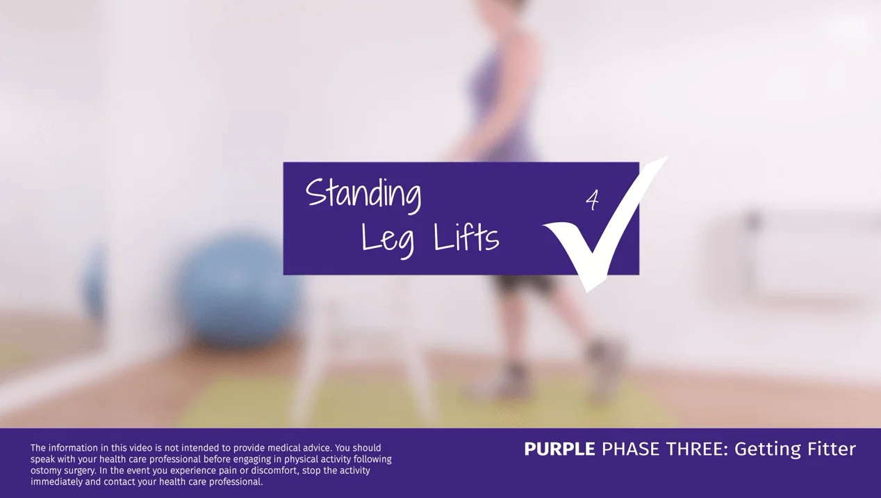 A video thumbnail of 'Purple Phase Three - Standing Leg Lifts'